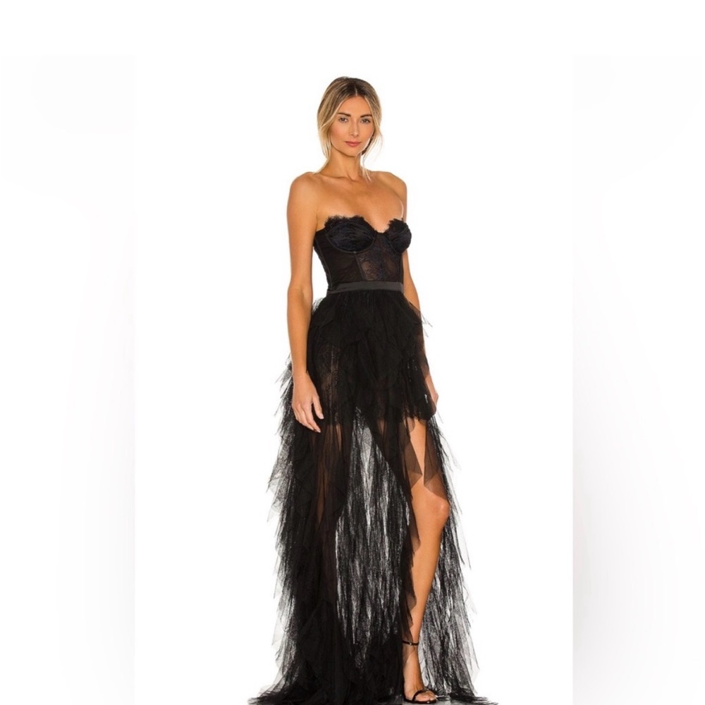 For love & lemons black strapless bustier dress gown in perfect condition